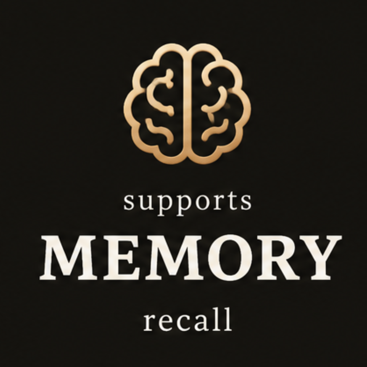 Gold brain icon representing memory and recall support from Blended Ritual Awakening.
