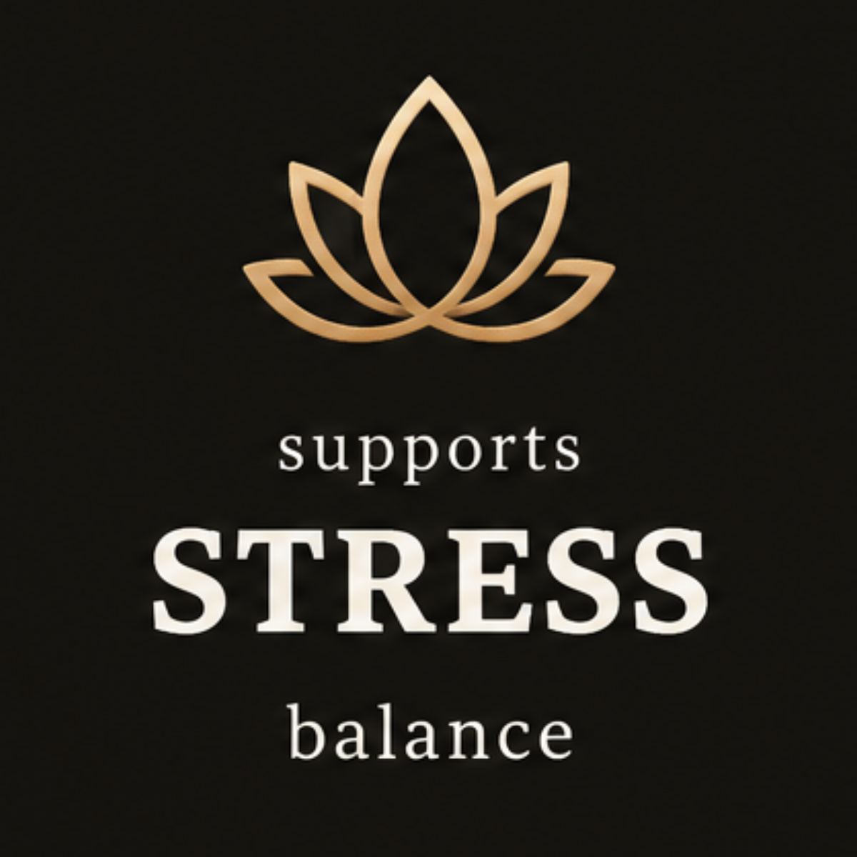 Gold lotus flower icon representing stress balance support from Blended Ritual Awakening.